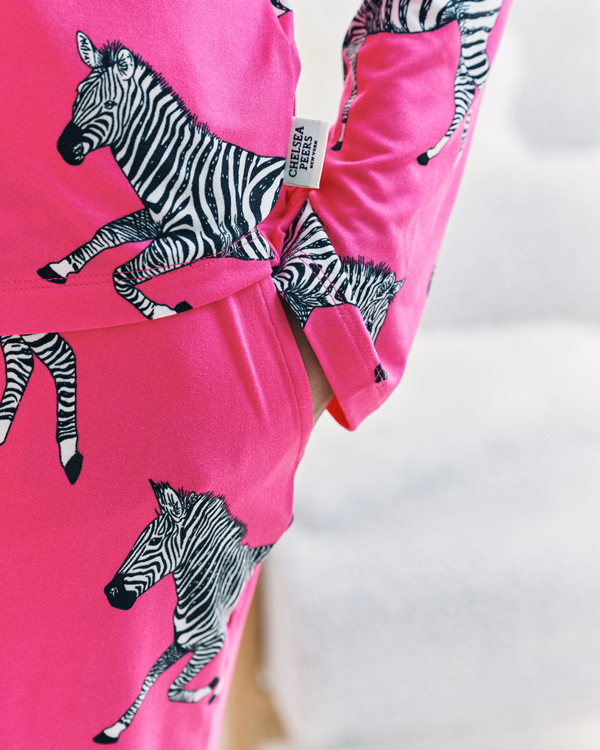Zebra Print Long Pyjama Set - Hot Pink