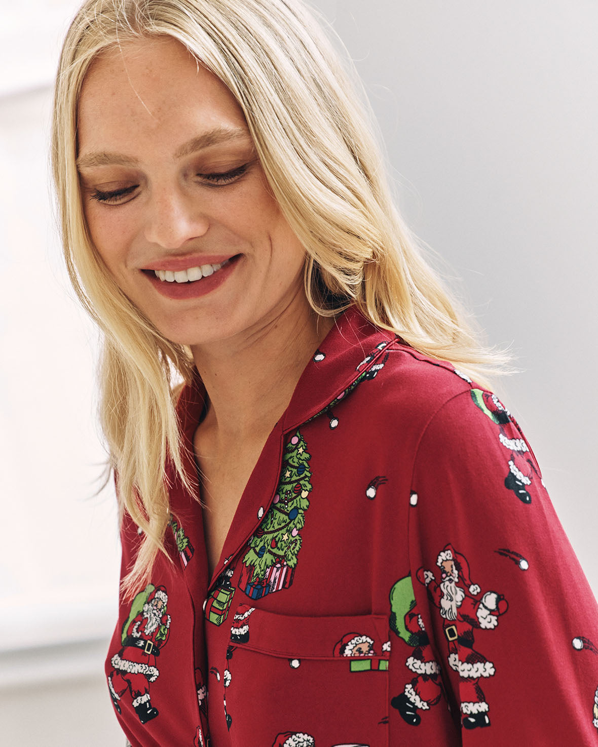 Maternity Christmas Santa Snowball Print Long Pyjama Set