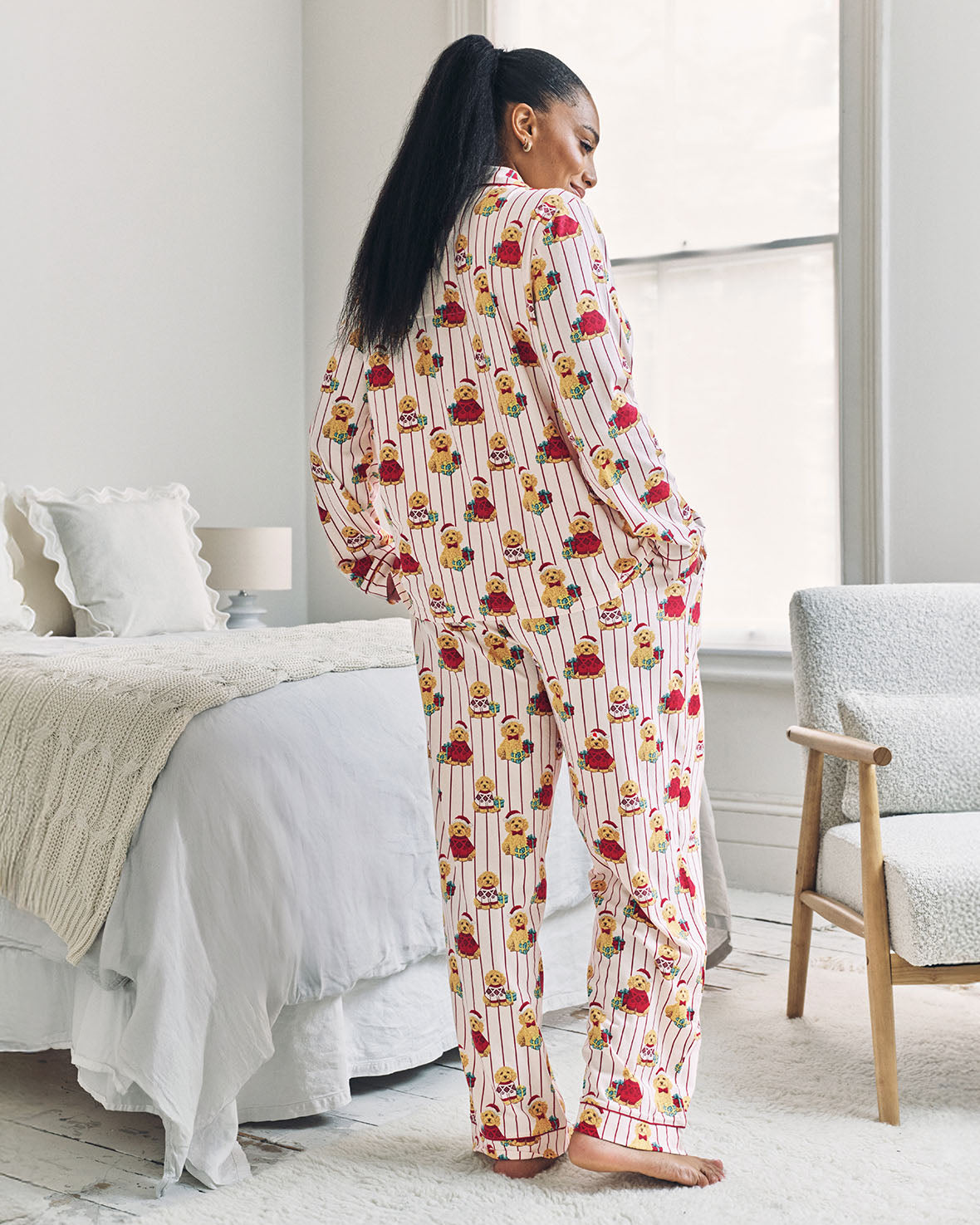 Organic Cotton Chip the Christmas Cockapoo Dog Print Long Pyjama Set
