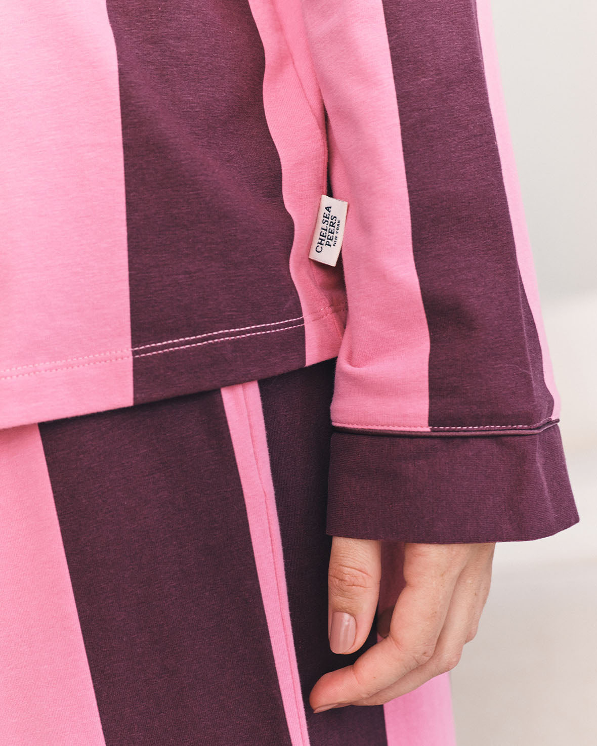 Organic Cotton Stripe Long Pyjama Set - Pink