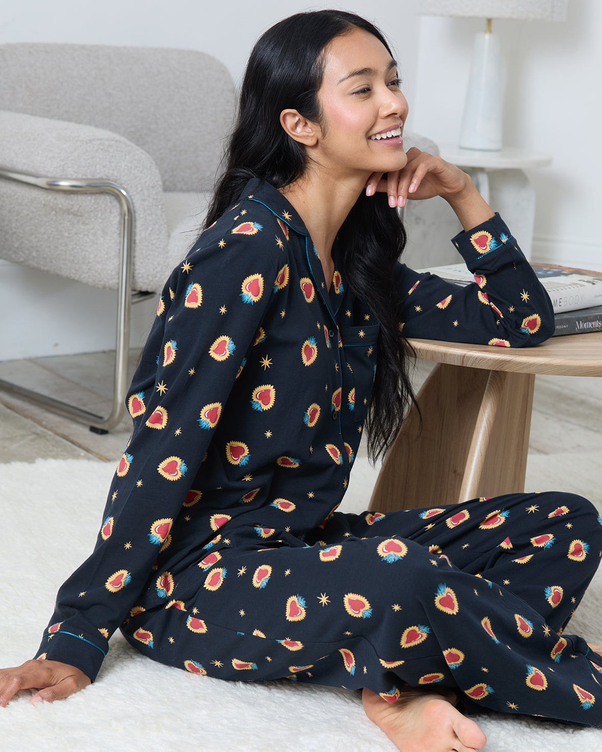 Organic Cotton Enchanted Heart Print Long Pyjama Set