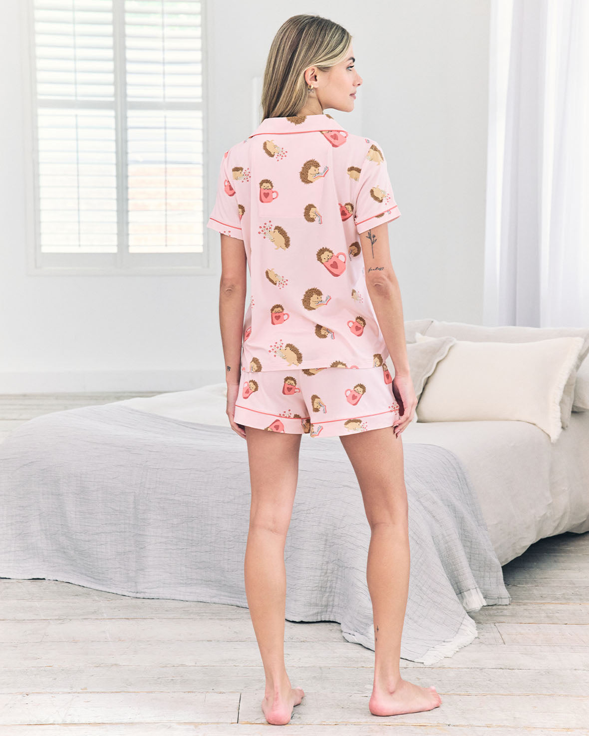 Hedgehog Hearts Print Short Pyjama Set