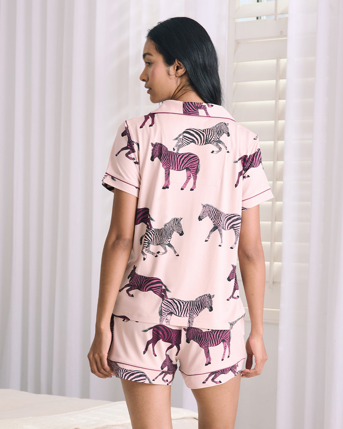 Zebra Print Short Pyjama Set - Purple