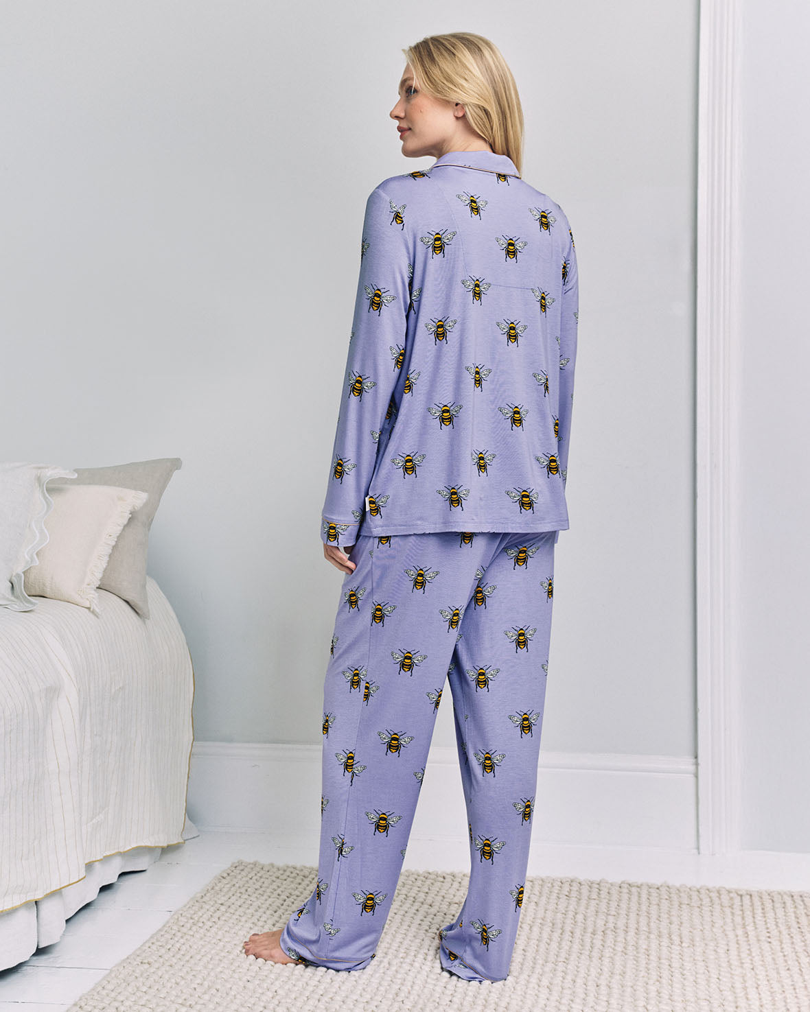 Maternity TENCEL™ Modal Bee Print Long Pyjama Set - Lilac