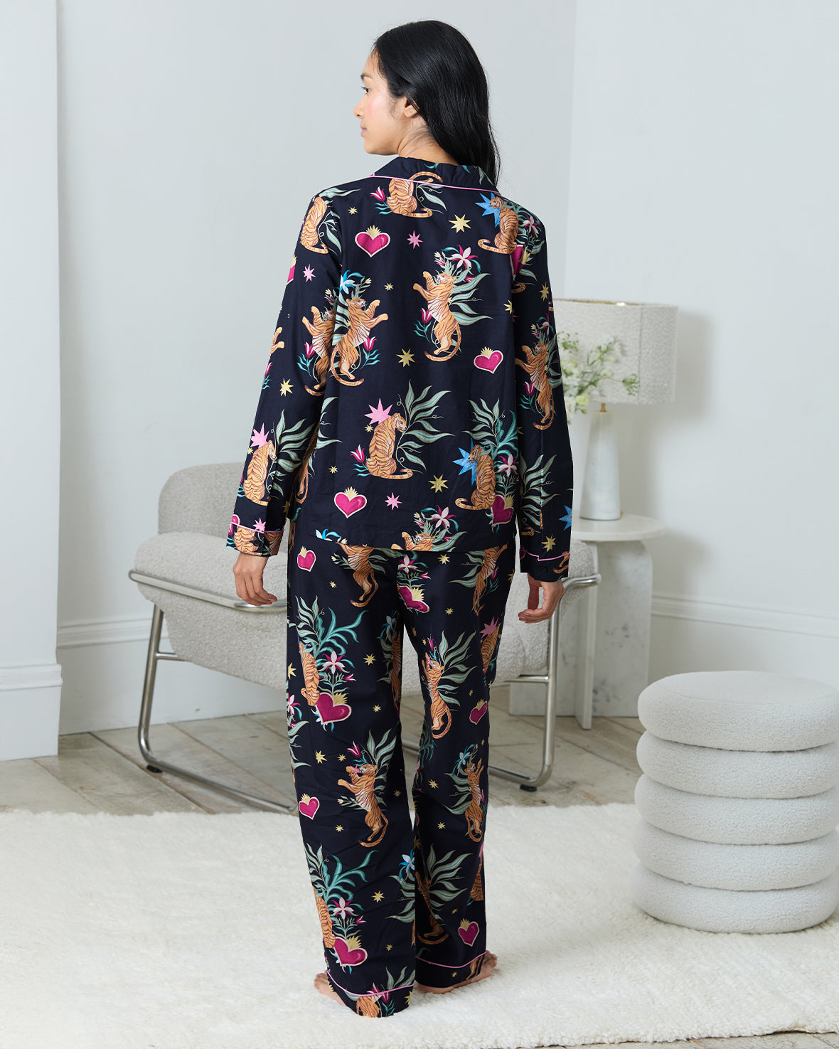 Organic Cotton Enchanted Tiger Print Long Pyjama Set