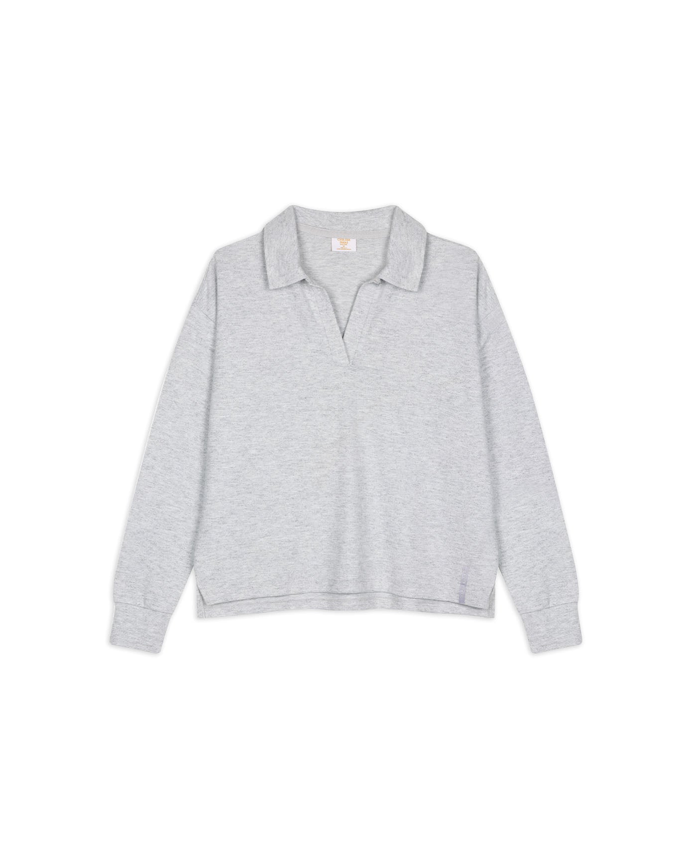 Slub-Knit Marl V-Neck Sweatshirt - Grey