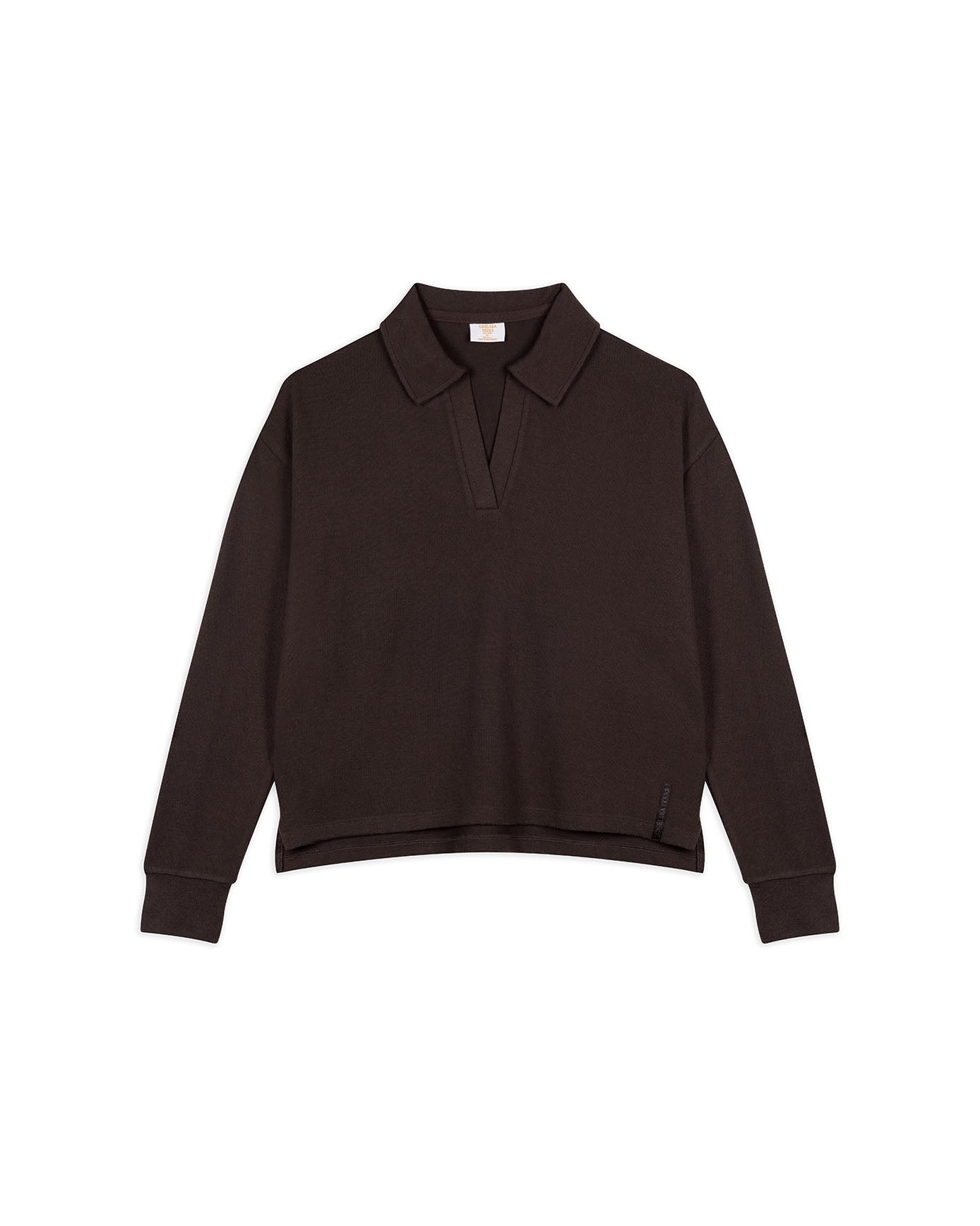 Slub-Knit Marl V-Neck Sweatshirt - Brown