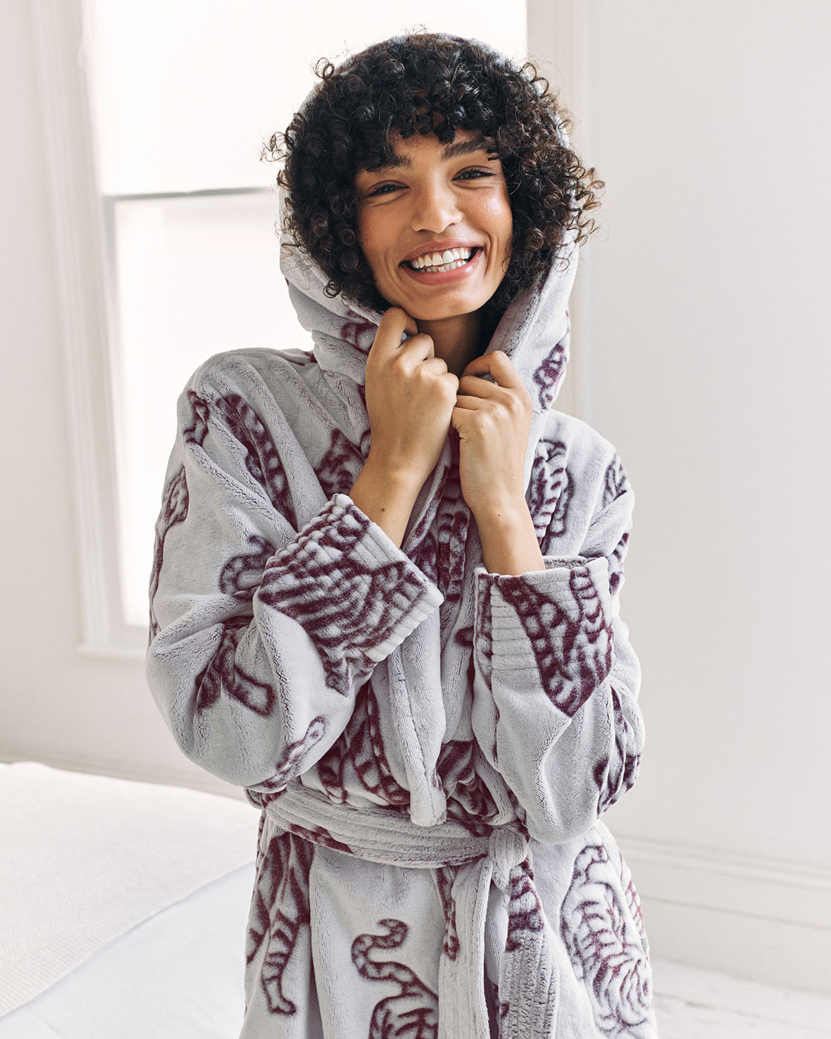 Fleece Burnout Tiger Dressing Gown