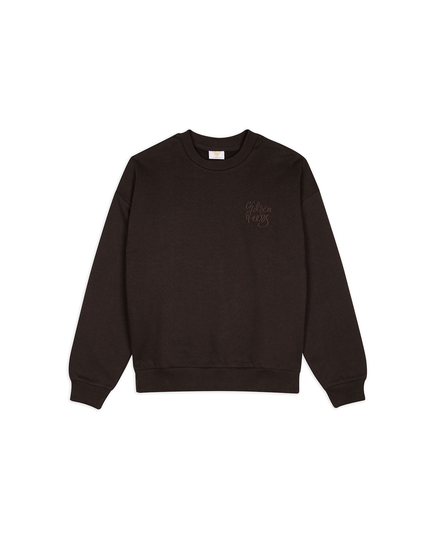 Organic Cotton Embroidered Script Logo Sweatshirt - Brown