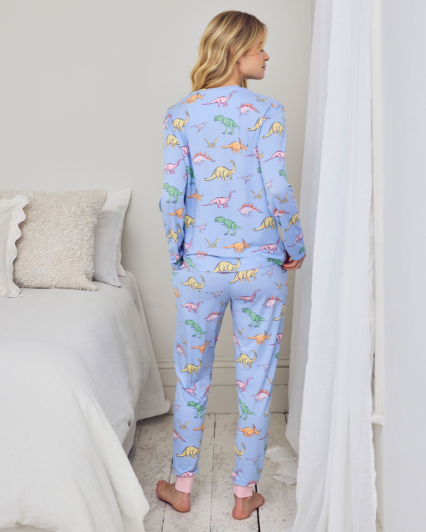 Petite Dinosaur Print Long Pyjama Set - Blue