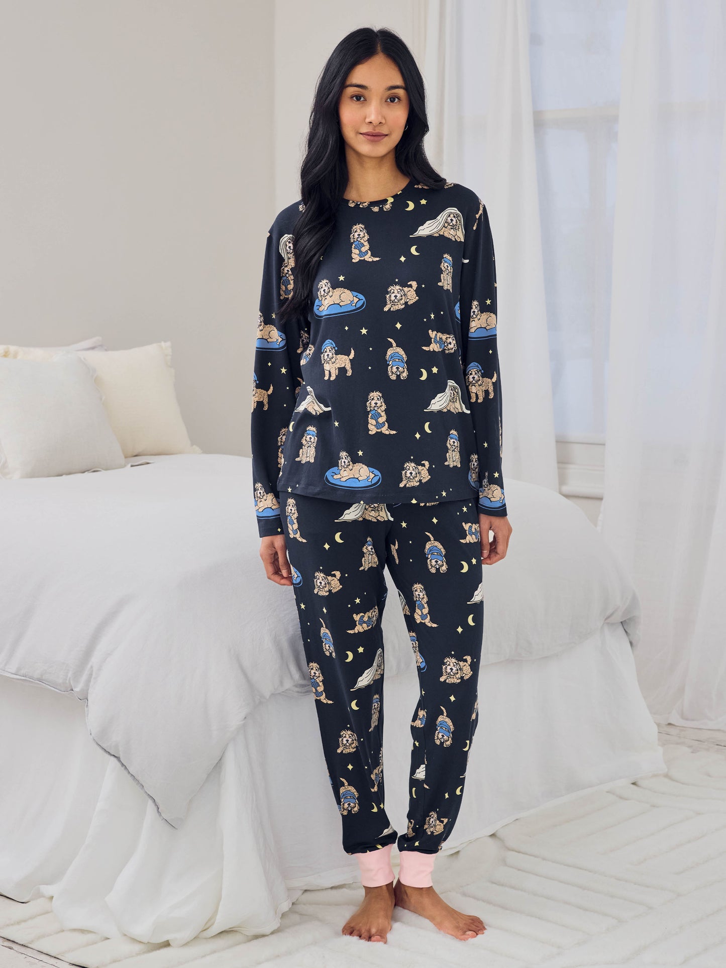 Petite Cockapoo Snooze Print Long Pyjama Set