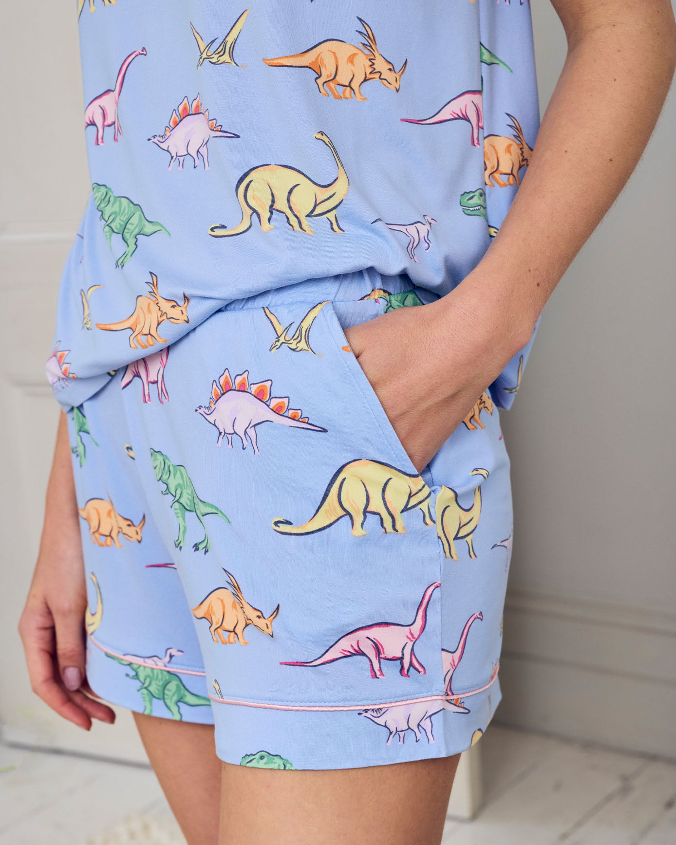 Dinosaur Print Short Pyjama Set - Blue