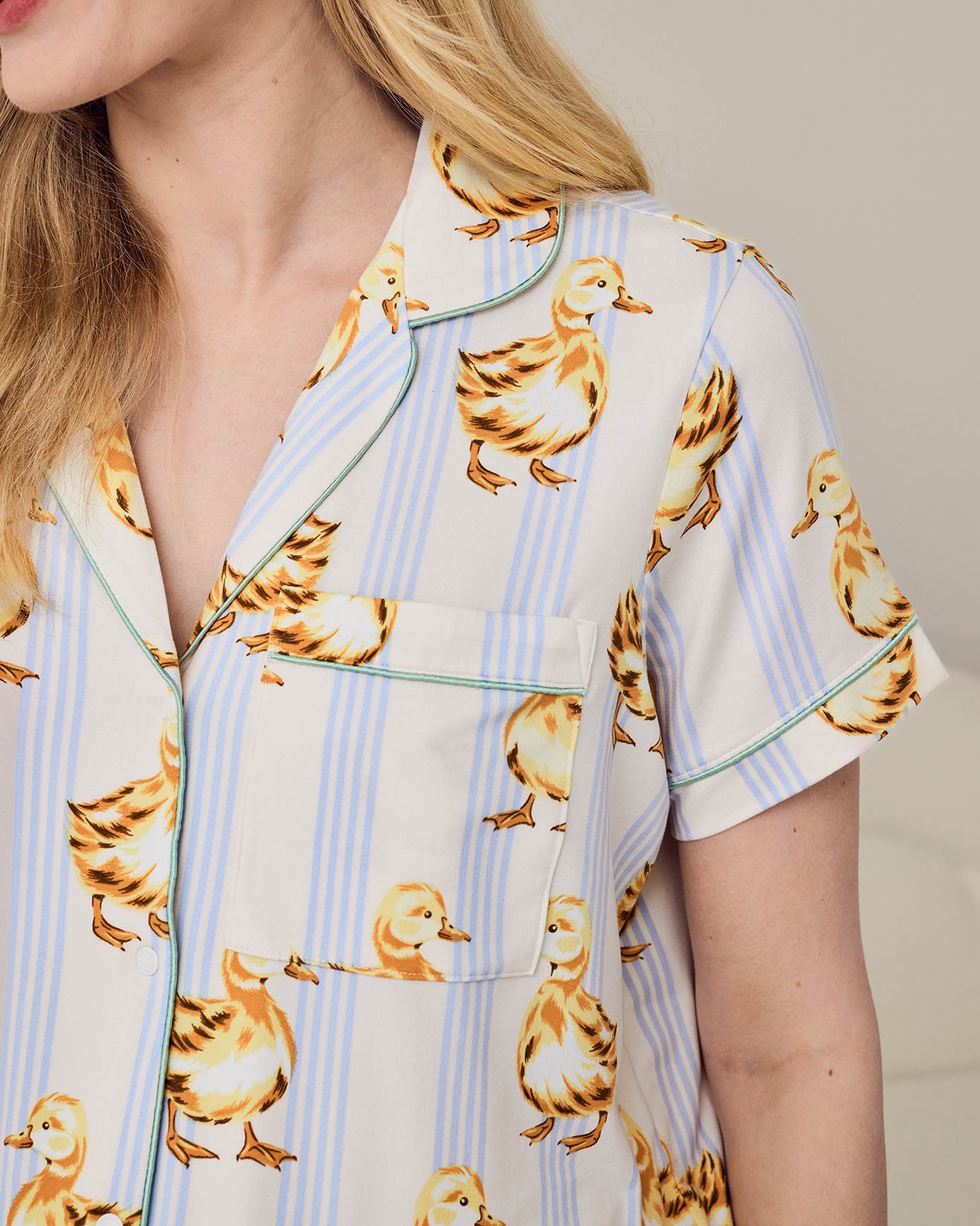 Maternity Fluffy Ducklings Stripe Short Pyjama Set