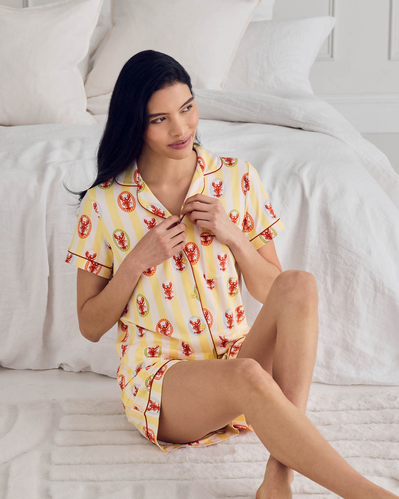 Lobster Stripe Print Short Pyjama Set