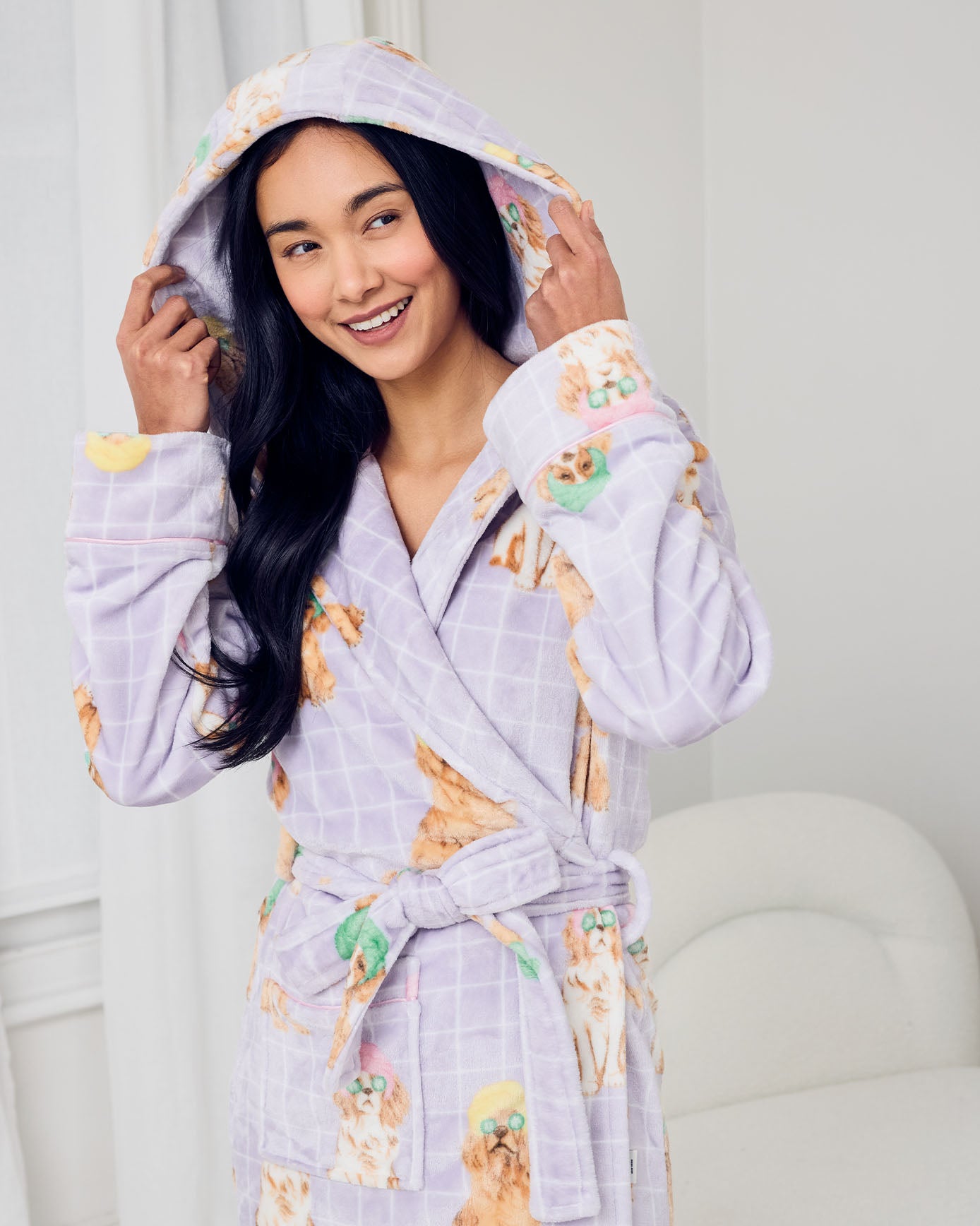 Fleece Spa Dogs Print Dressing Gown