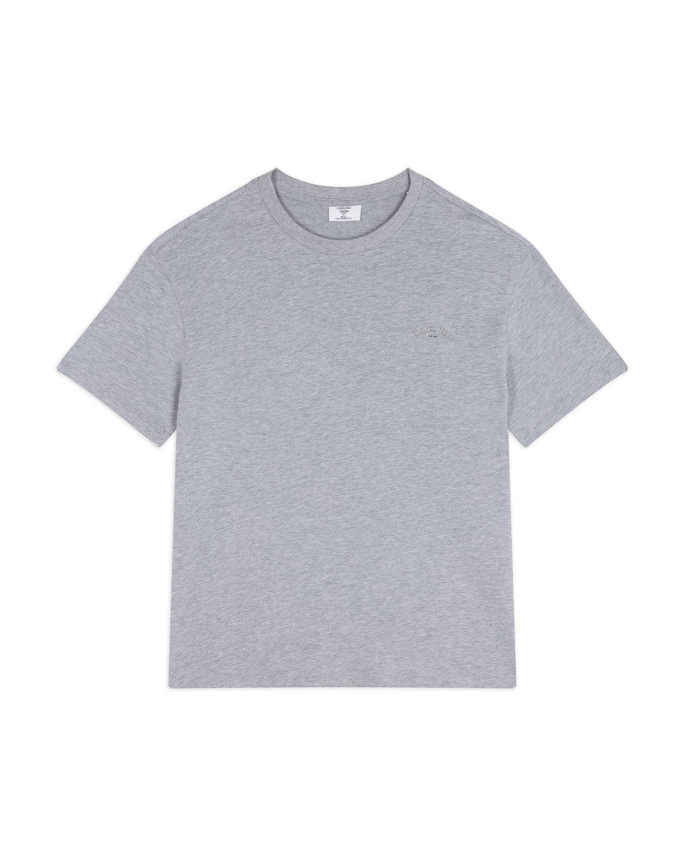 Organic Cotton Embossed Logo T-Shirt - Grey Marl