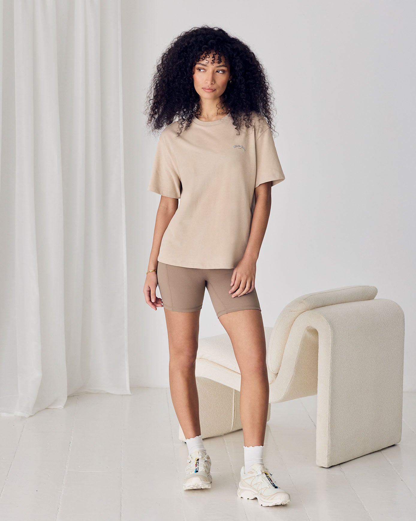 Organic Cotton Embossed Logo T-Shirt - Beige