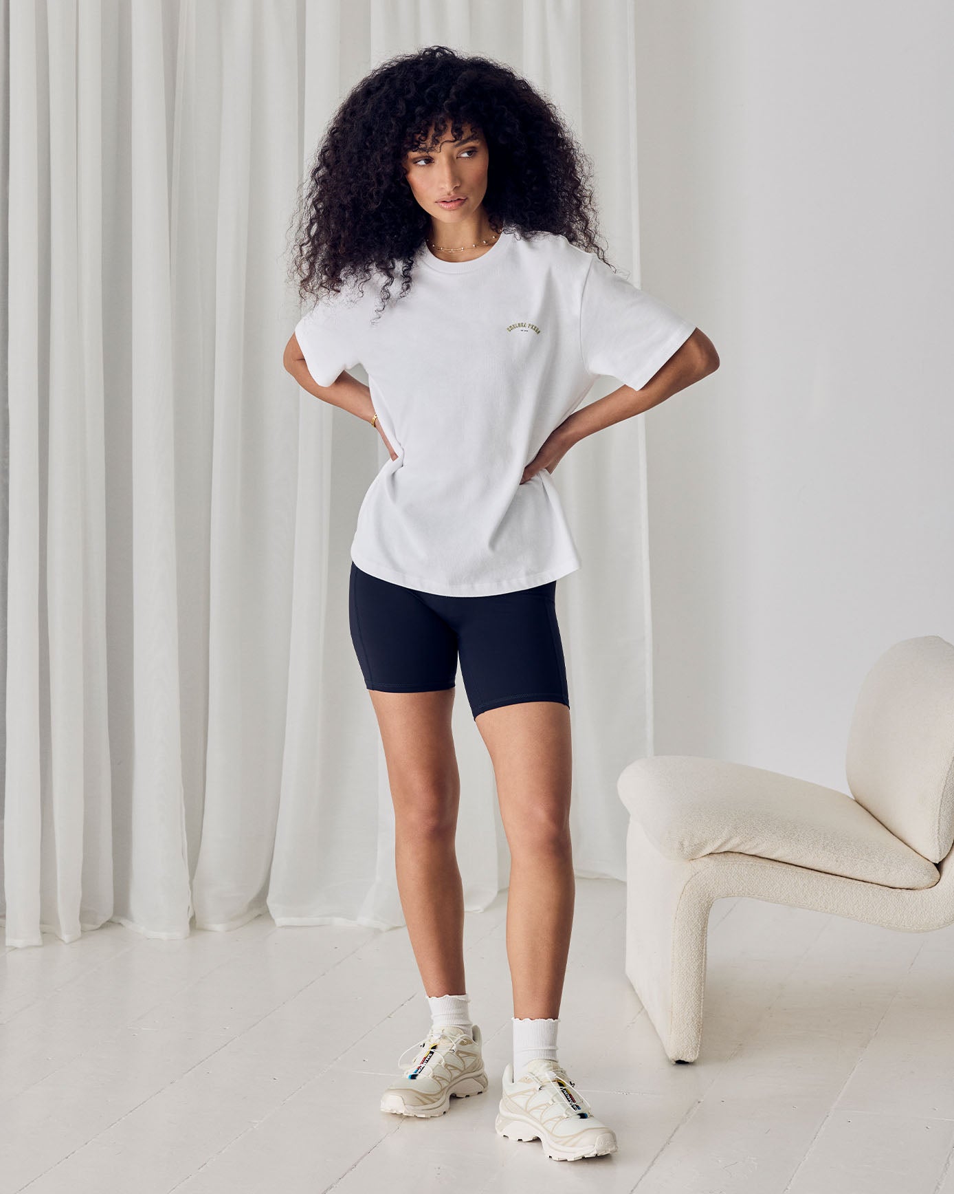 Organic Cotton Embossed Logo T-Shirt - White & Yellow