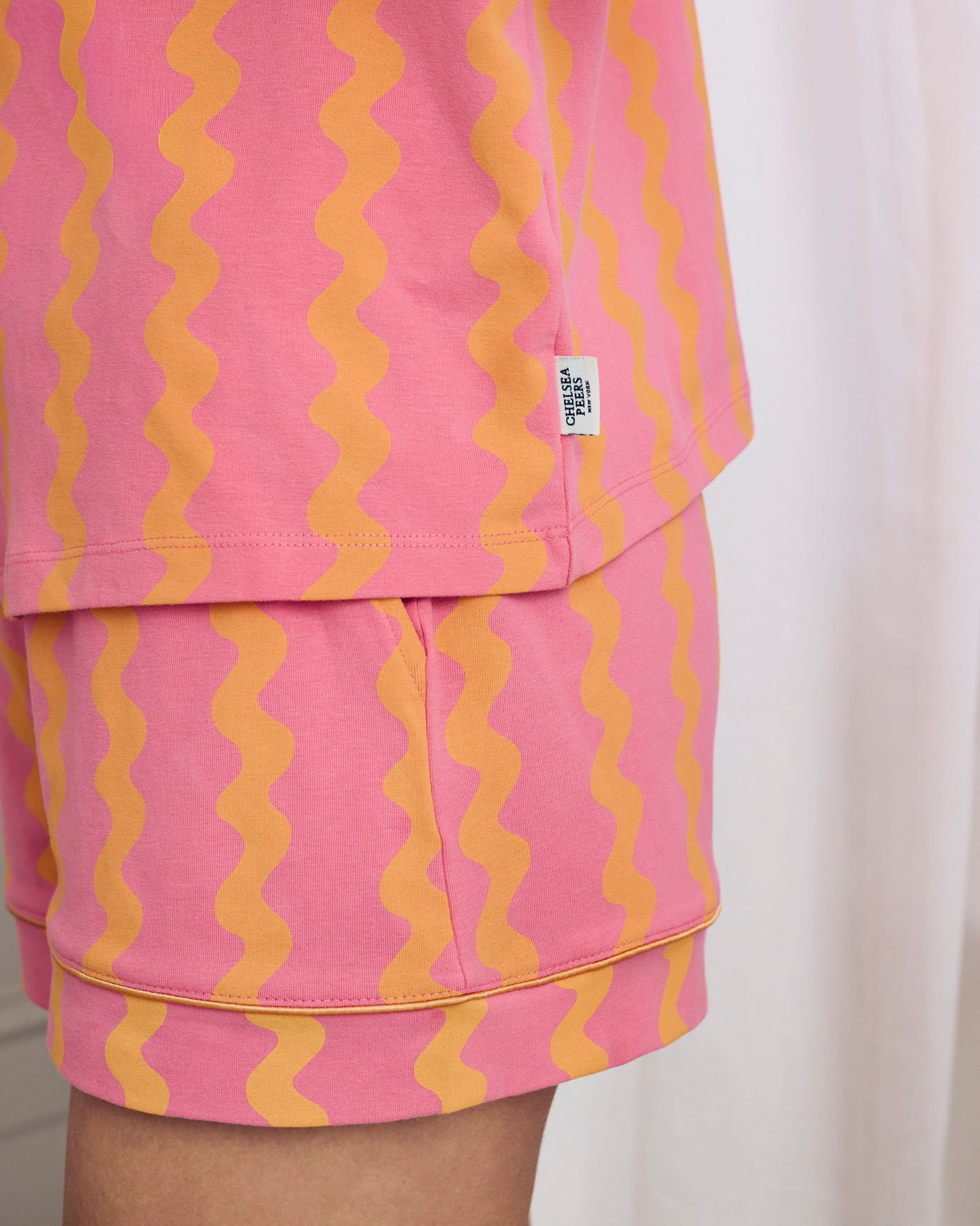 Organic Cotton Sunset Wavy Stripe Button Up Short Pyjama Set