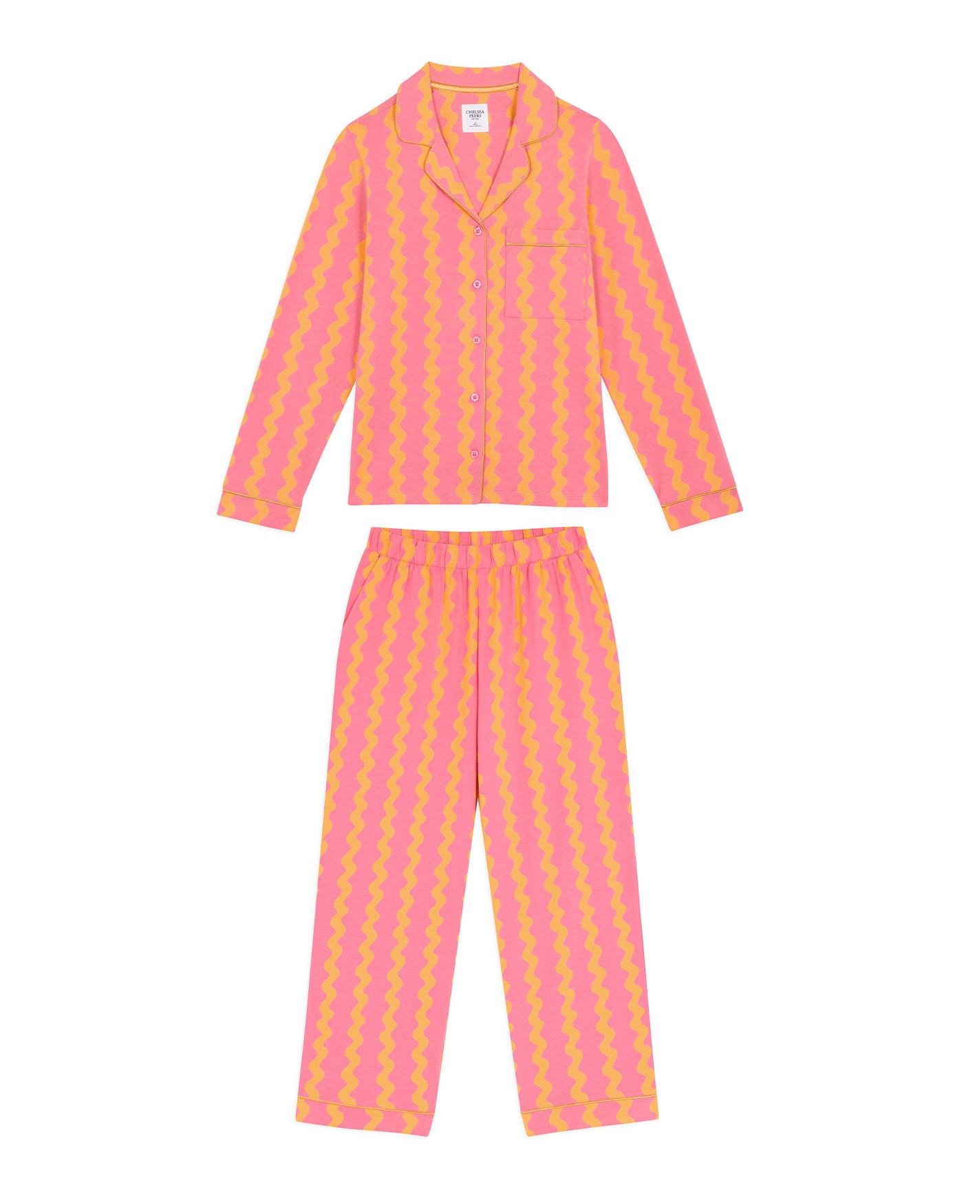 Tall Organic Cotton Sunset Wavy Stripe Long Pyjama Set
