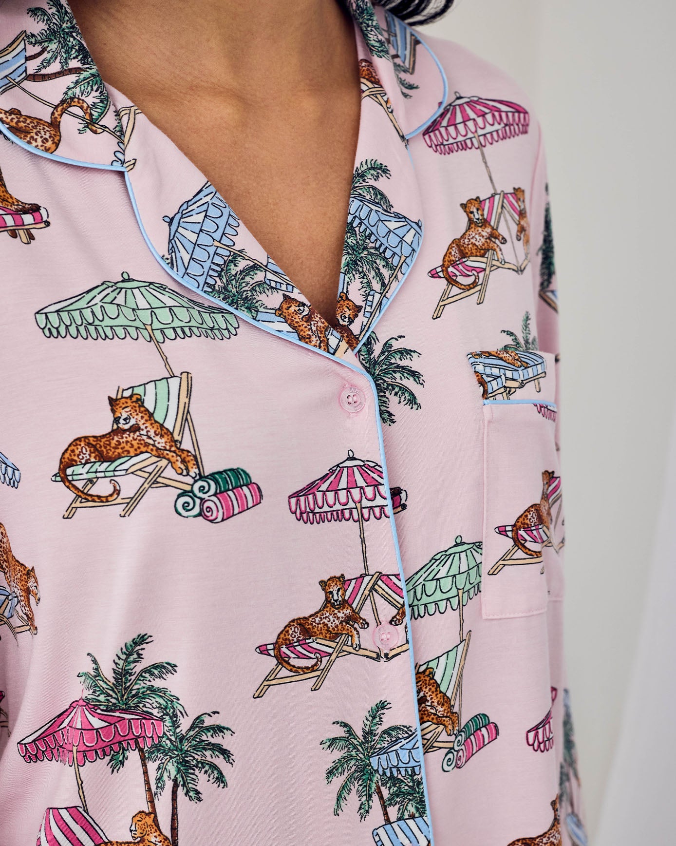 Tall Tencel™ Modal Lounging Leopards Print Long Pyjama Set