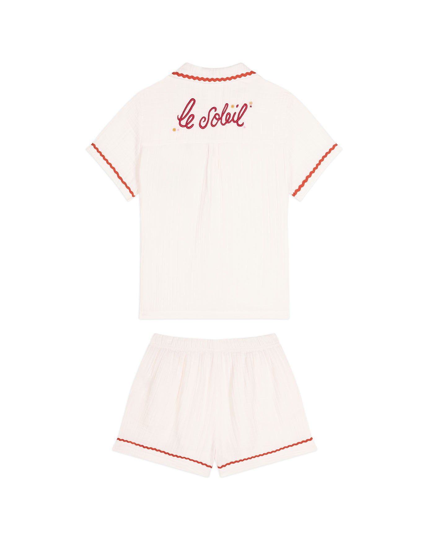 Organic Cotton Cheesecloth Embroidered Le Soleil Short Pyjama Set