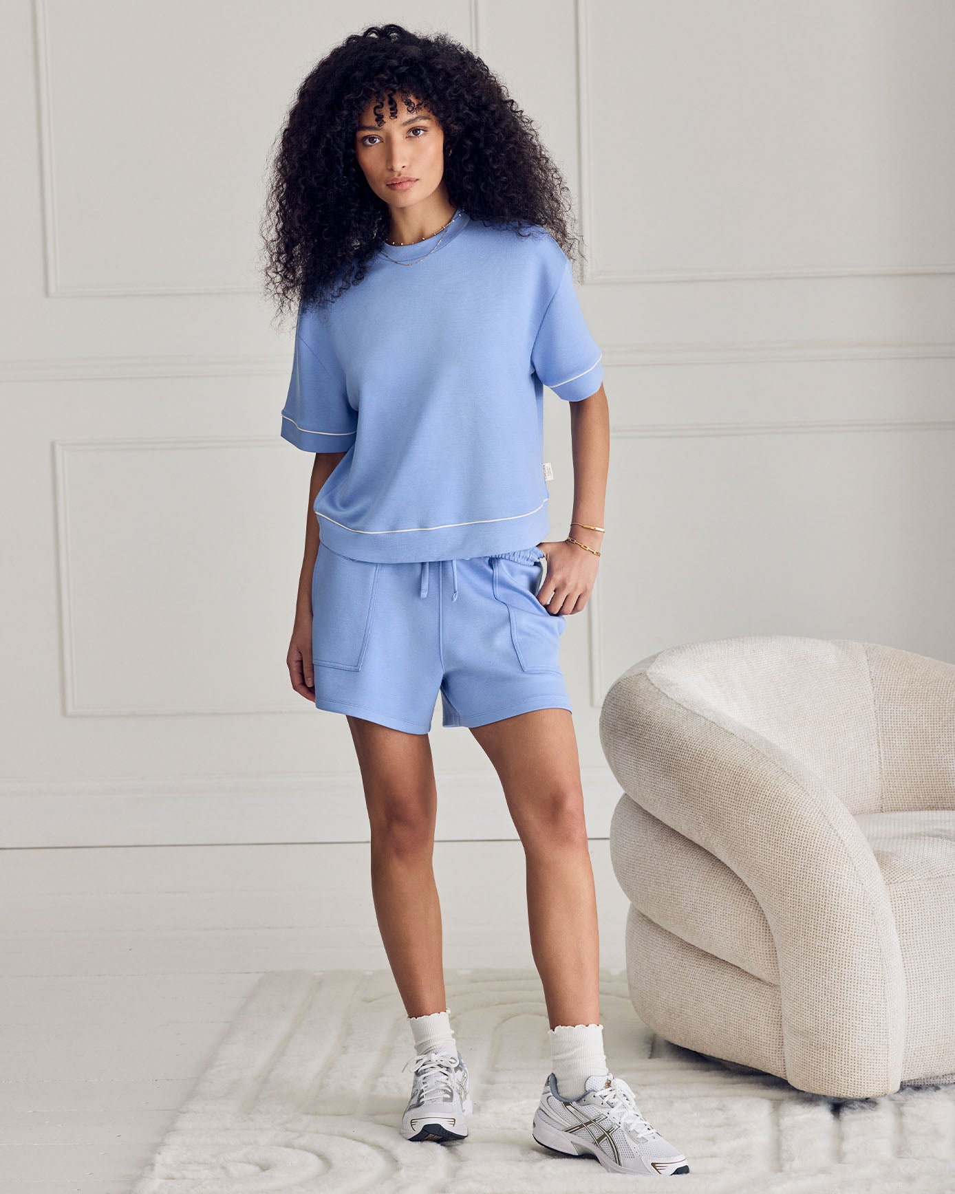 LuxeComfort Scuba Side Split Shorts - Blue