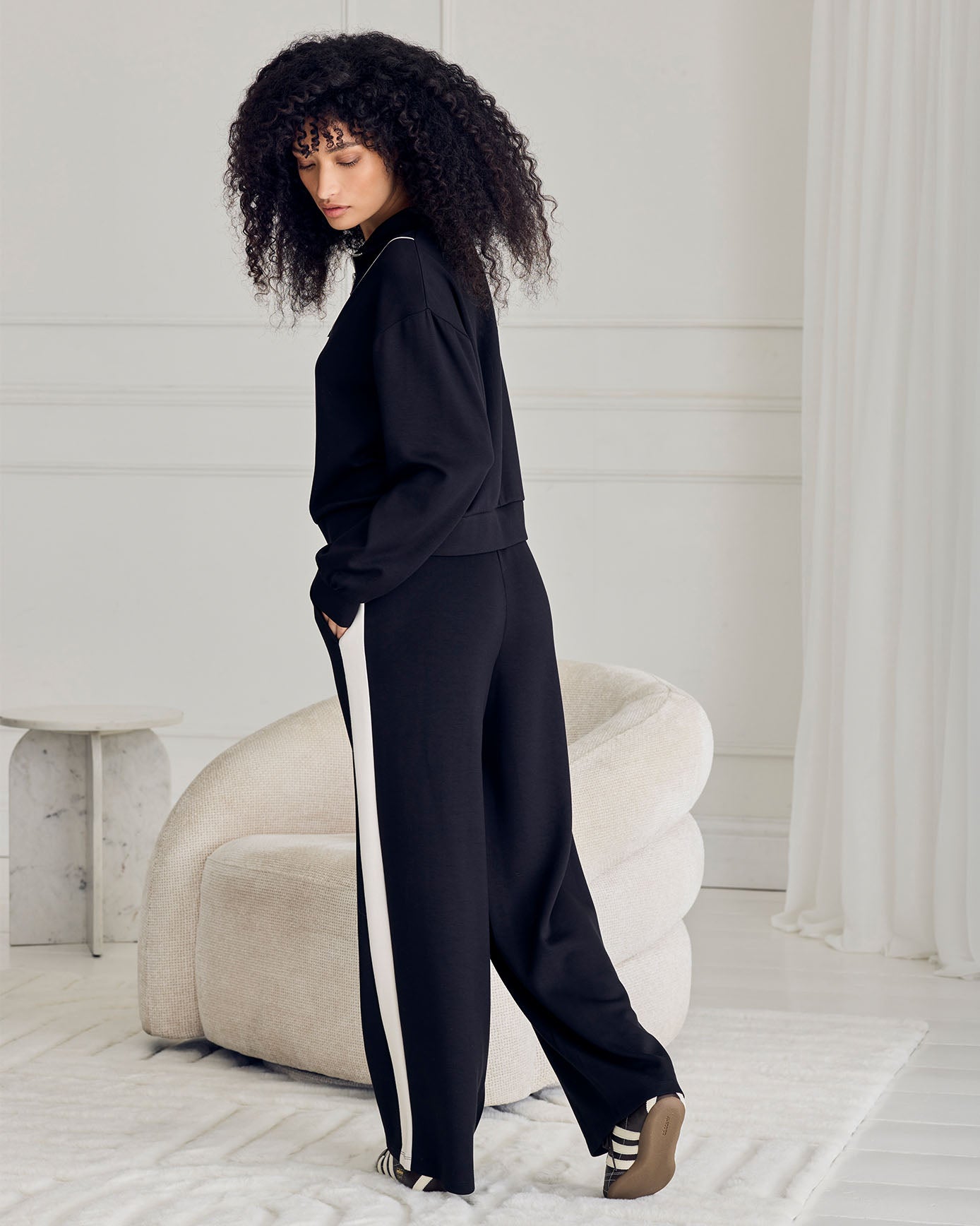 LuxeComfort Scuba Side Stripe Joggers - Black