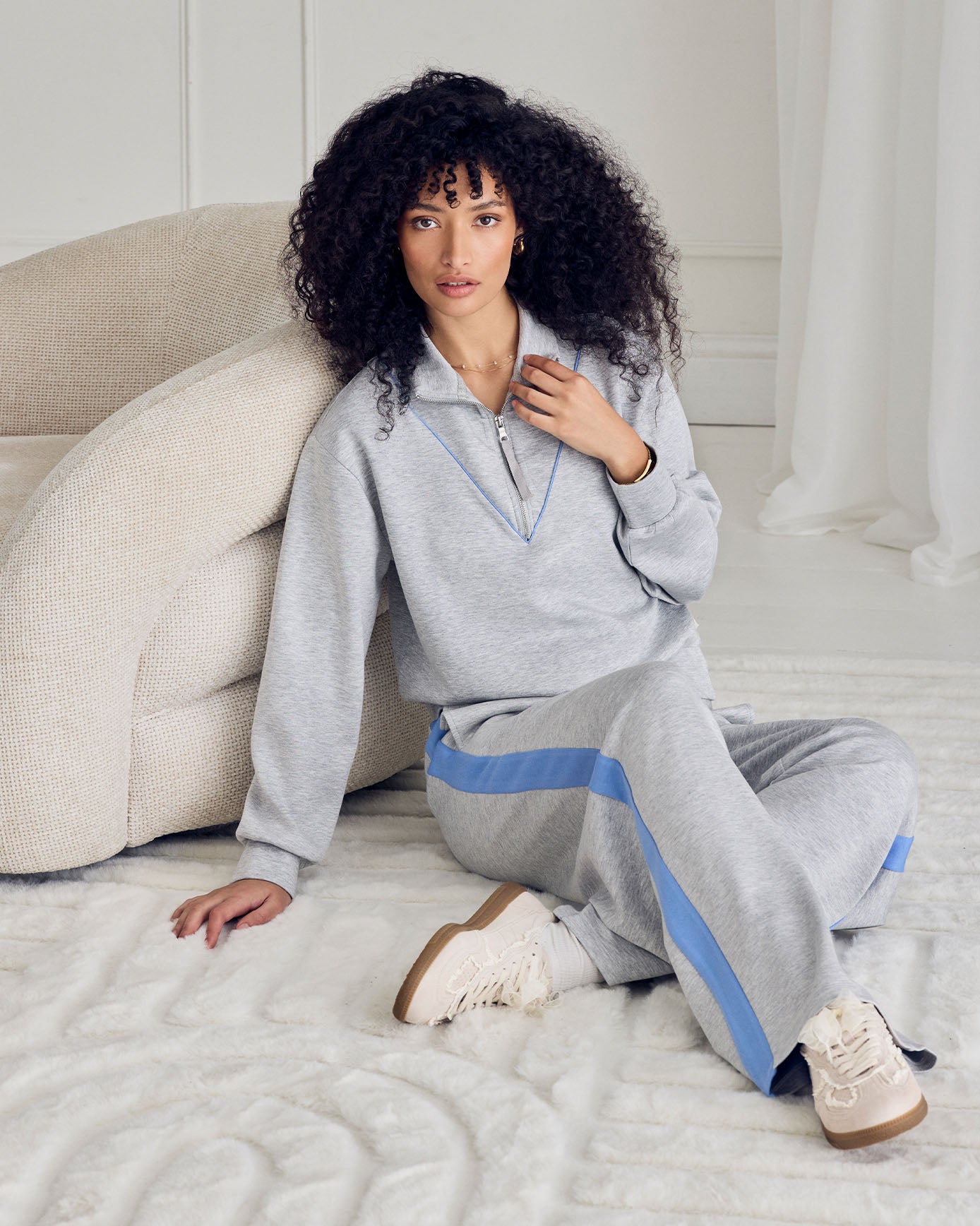 LuxeComfort Scuba Side Stripe Joggers - Grey