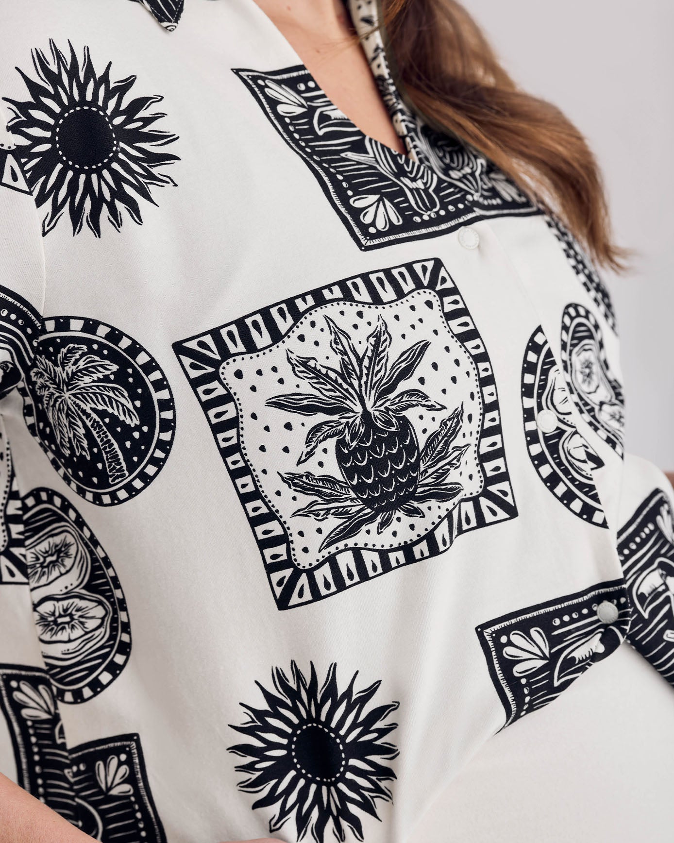 Maternity Organic Cotton Stamp & Tile Print Short Pyjama Set