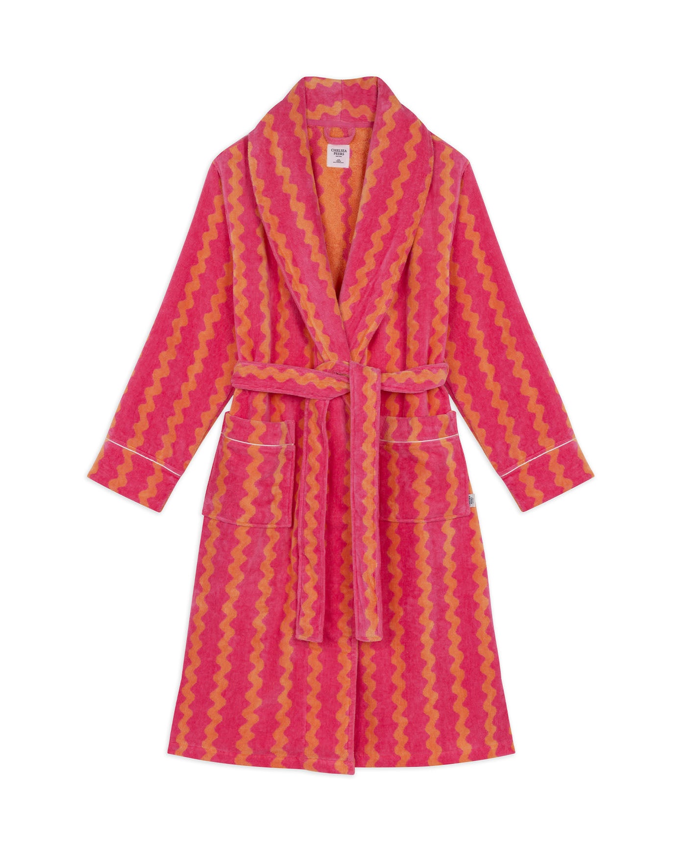 Cotton Towelling Sunset Wavy Stripe Dressing Gown