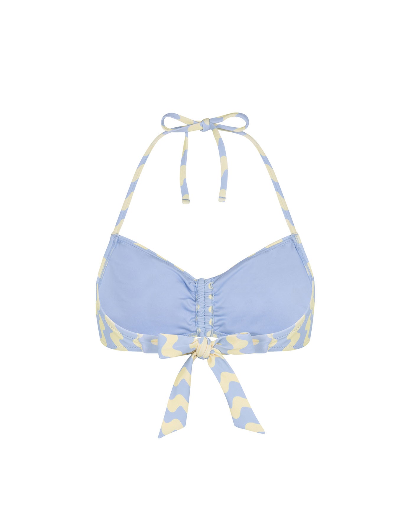 Wavy Stripe Bikini Top - Blue & Yellow