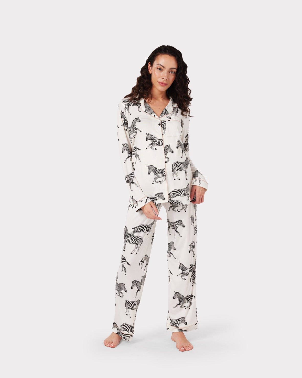 Maternity White Zebra Print Long Pyjama Set – Chelsea Peers NYC
