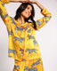 Satin Mustard Zebra Long Pyjama Set