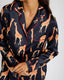 Navy Satin Giraffe Long Pyjama Set