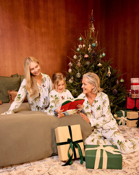 Organic Cotton Ice Skating Leopards Print Matching Family Pyjamas