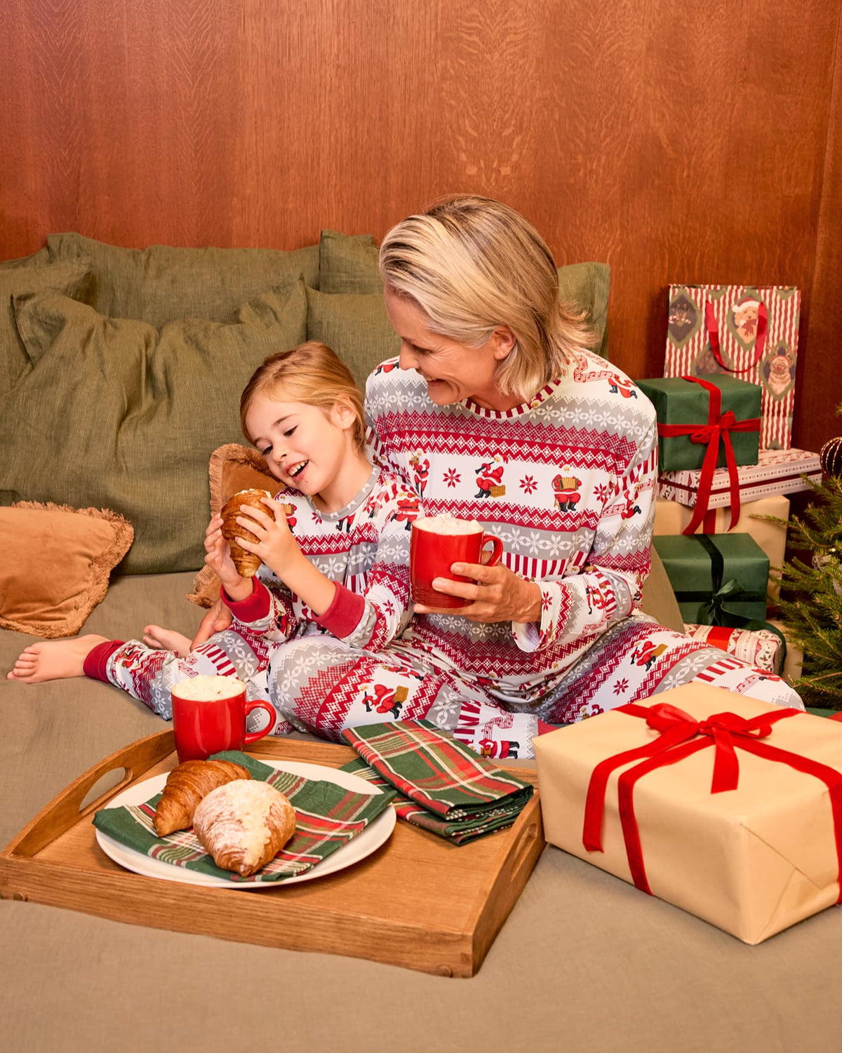 Musical Santa Fair Isle Print Matching Family Pyjamas
