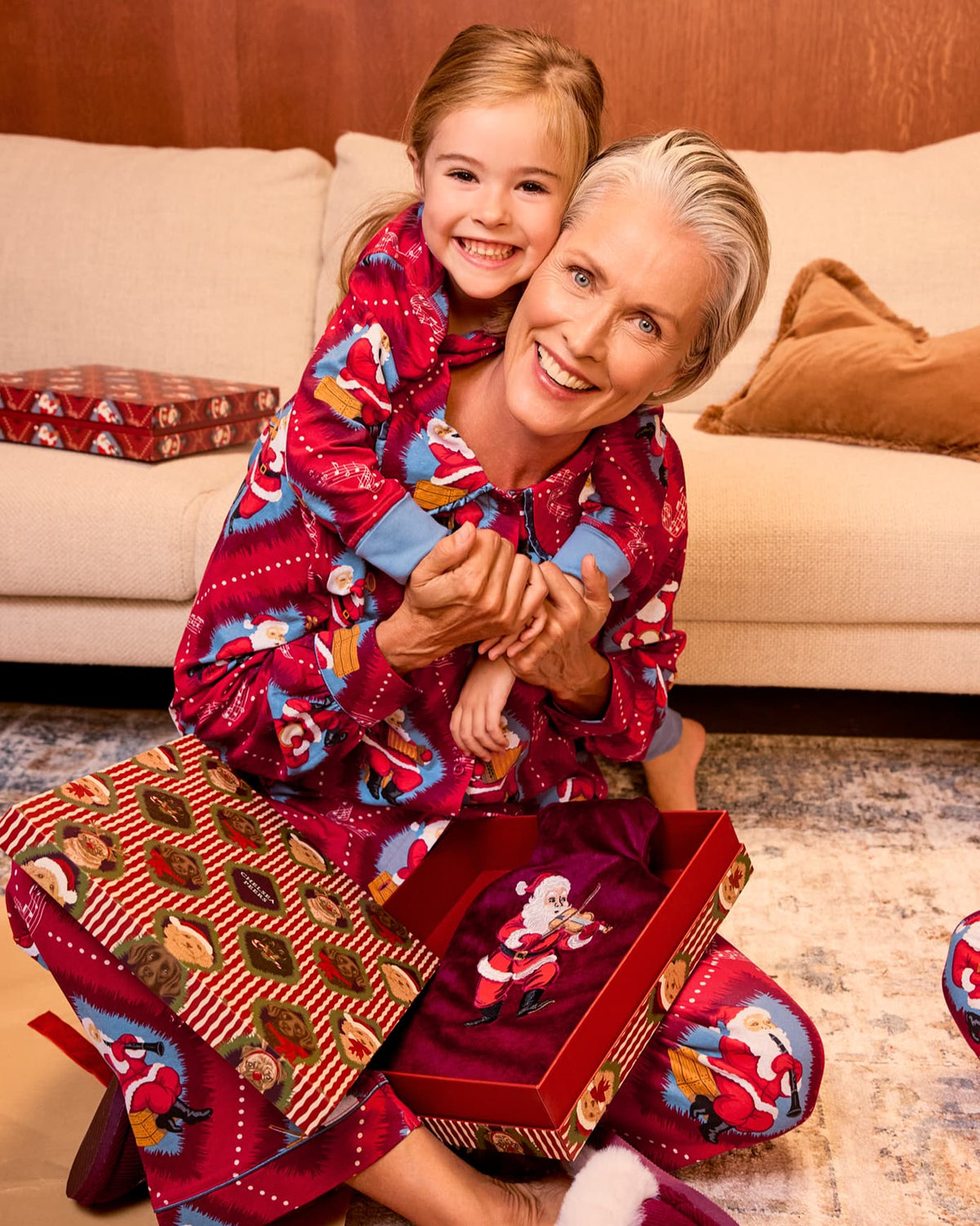 Organic Cotton Christmas Santa Songbook Print Matching Family Pyjamas