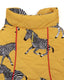 Zebra Print Dogs Quilted Puffer Jacket - Mustard