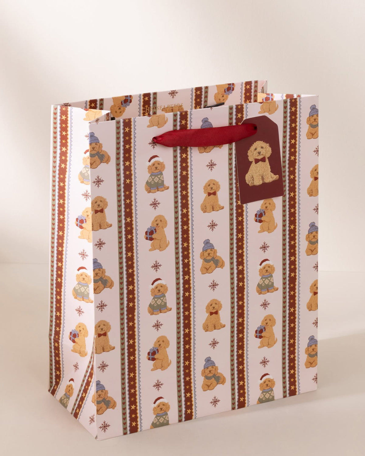 Christmas Chip the Cockapoo Stripe Print Gift Bag