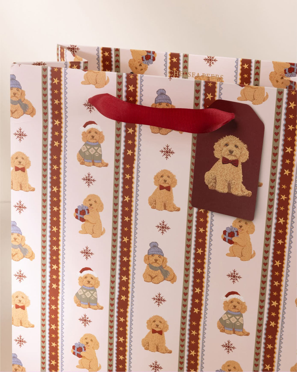 Christmas Chip the Cockapoo Stripe Print Gift Bag