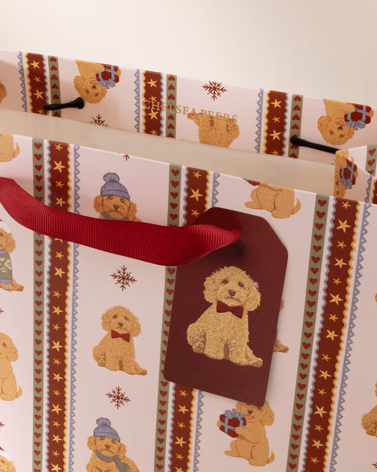 Christmas Chip the Cockapoo Stripe Print Gift Bag