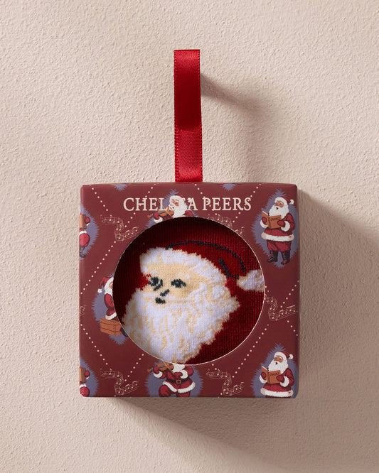 Embroidered Christmas Santa Songbook Bauble Socks