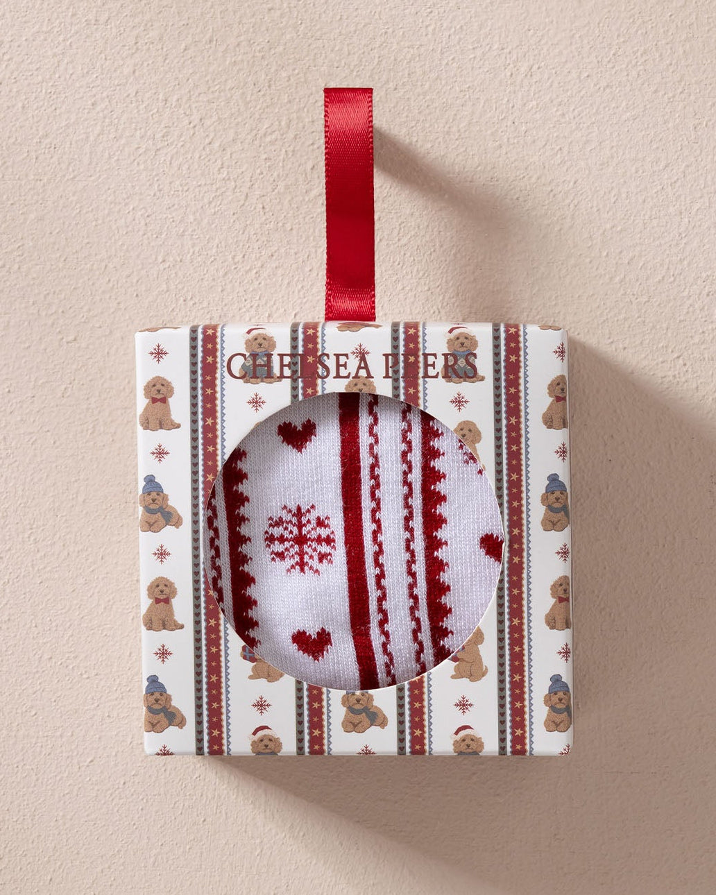 Christmas Chip the Cockapoo Stripe Print Bauble Socks