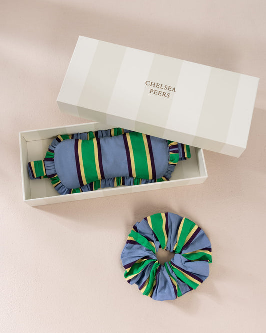Organic Cotton Jewel Stripe Sleep Mask & Scrunchie Gift Set