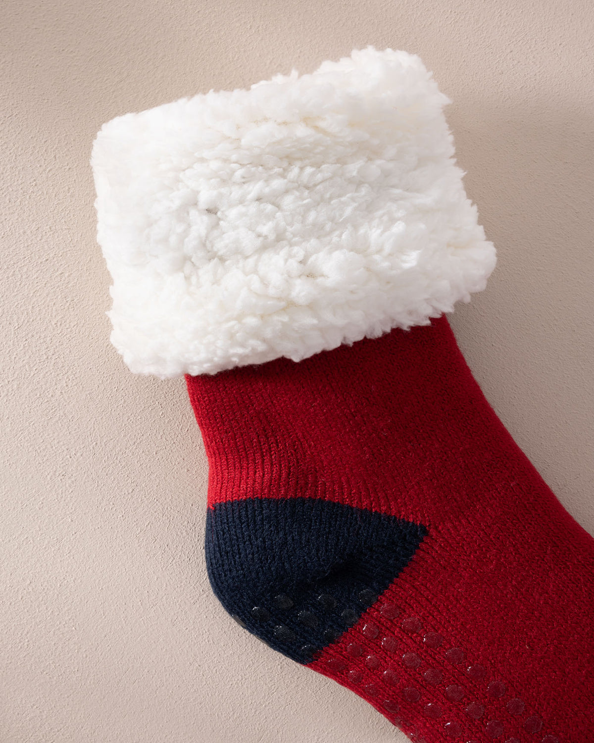 Chunky Knit Slipper Socks - Crimson