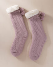 Chunky Knit Slipper Socks - Pink