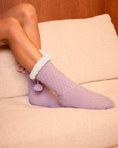 Chunky Knit Slipper Socks - Pink