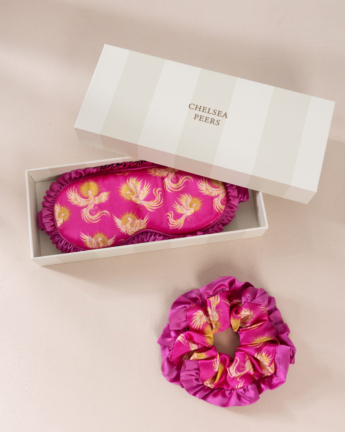 Pure Silk Solar Phoenix Print Sleep Mask & Scrunchie Gift Set