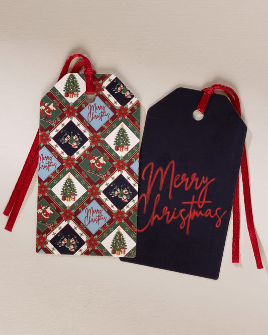 Christmas Patchwork Print Gift Tags 6 Pack